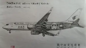 【手绘】只用铅笔，画出中国国际航空的波音737-800（主题彩绘飞机）。