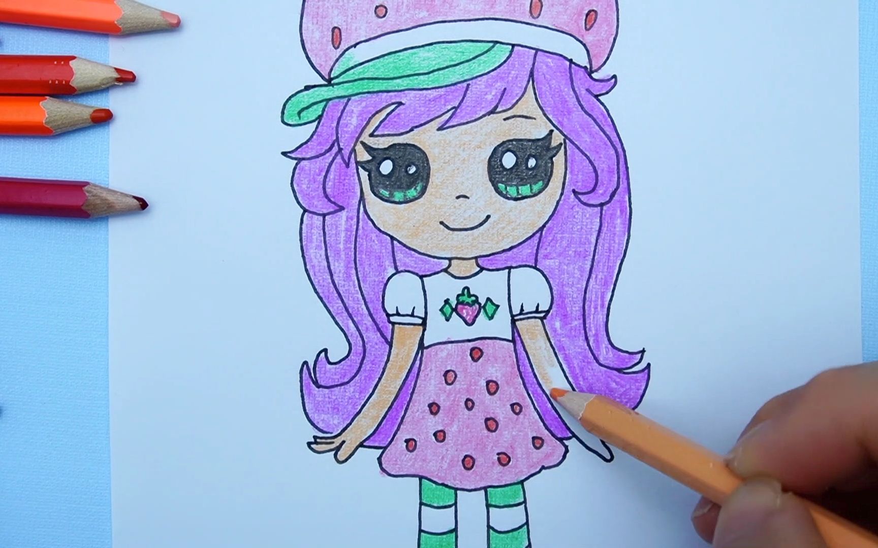 紫色简笔画可爱 女孩图片