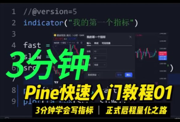 一看就会,分分钟学会Pine量化编程 01:3分钟写出你的第一个指标,正式启程量化之路!哔哩哔哩bilibili