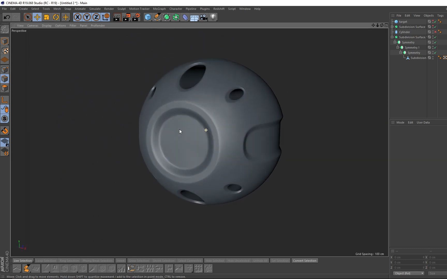 【C4D基础建模教程】C4D在球体表面建模 制作不规则孔洞 C4D基础建模 C4D挖空 C4D不规则形状建模哔哩哔哩bilibili