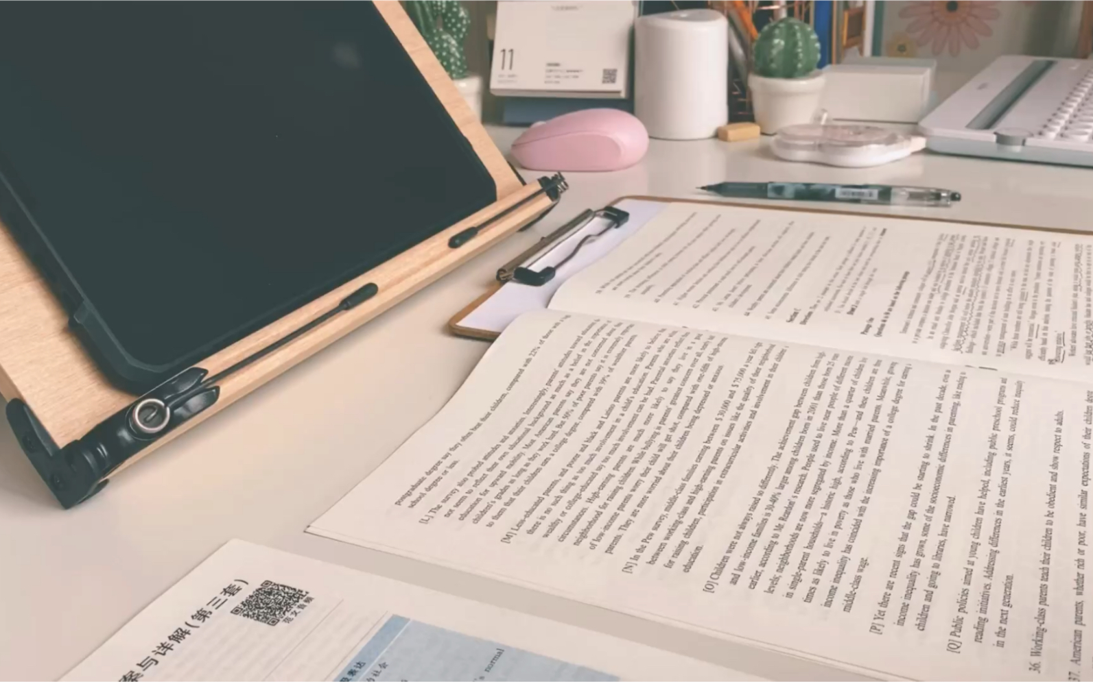 studywithjenny实时学习背景含外放白噪音写字声翻书声