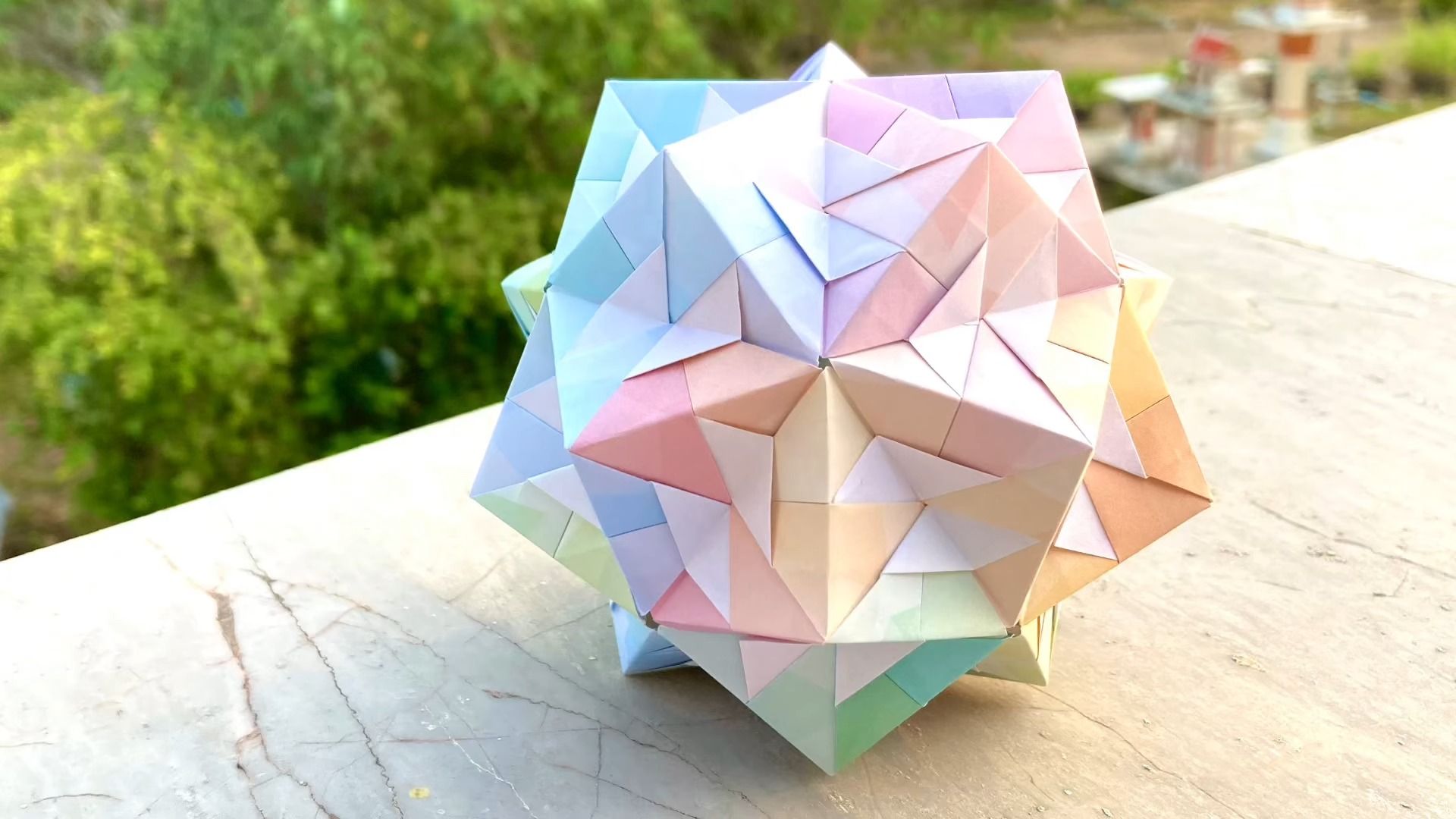 【prworigami】双斜线折纸花球制作教程double slash kusudama