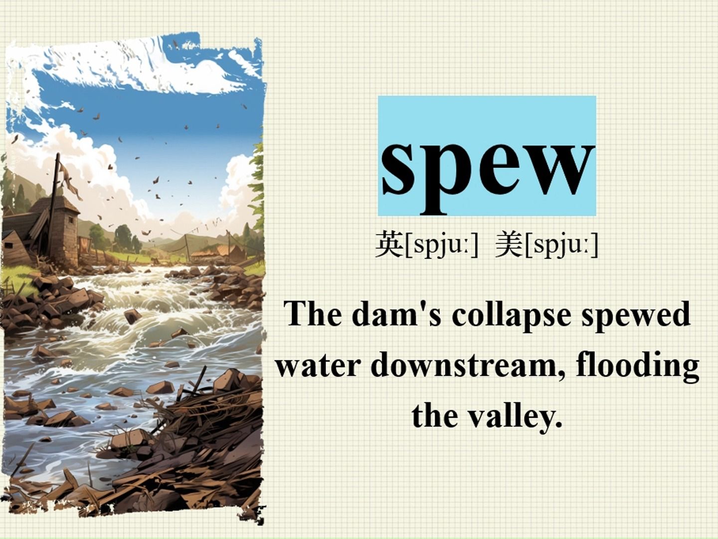 spew 看图说话 记单字 英文阅读