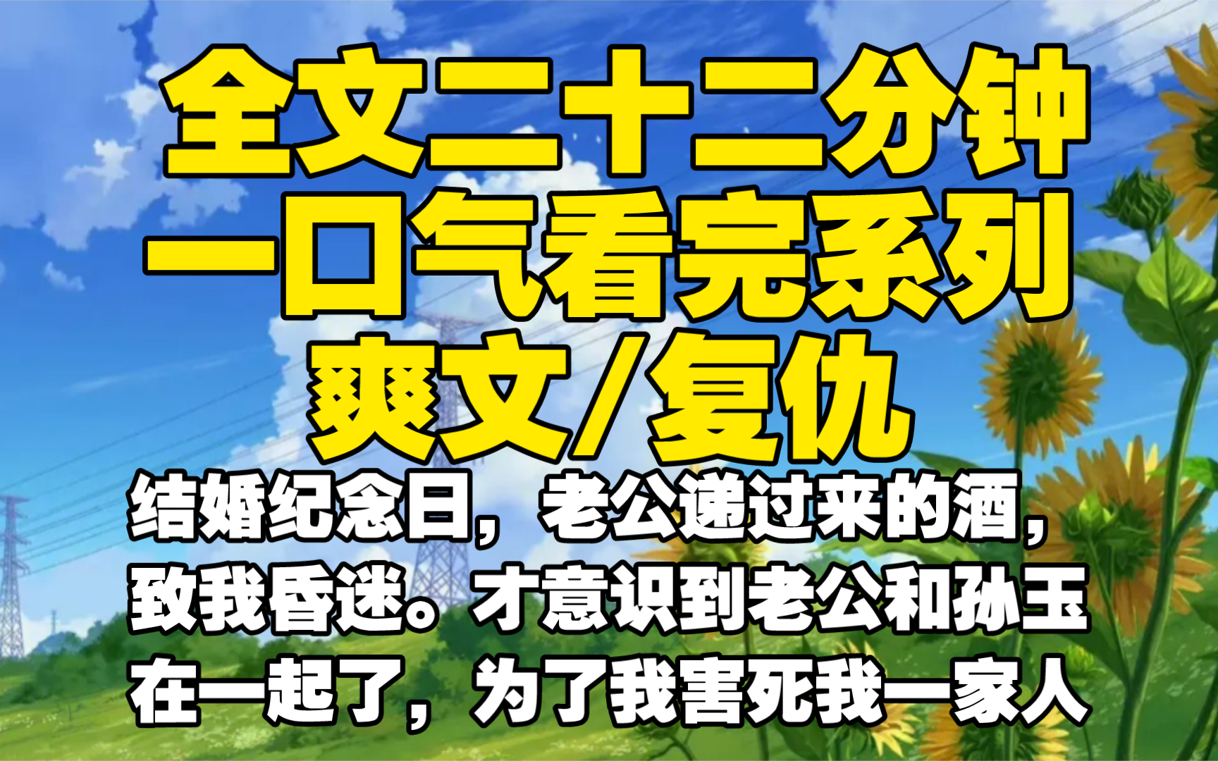 【全文已完结】结婚纪念日,老公递过来的酒,致我昏迷.才意识到老公和孙玉在一起了,为了我害死我一家人哔哩哔哩bilibili