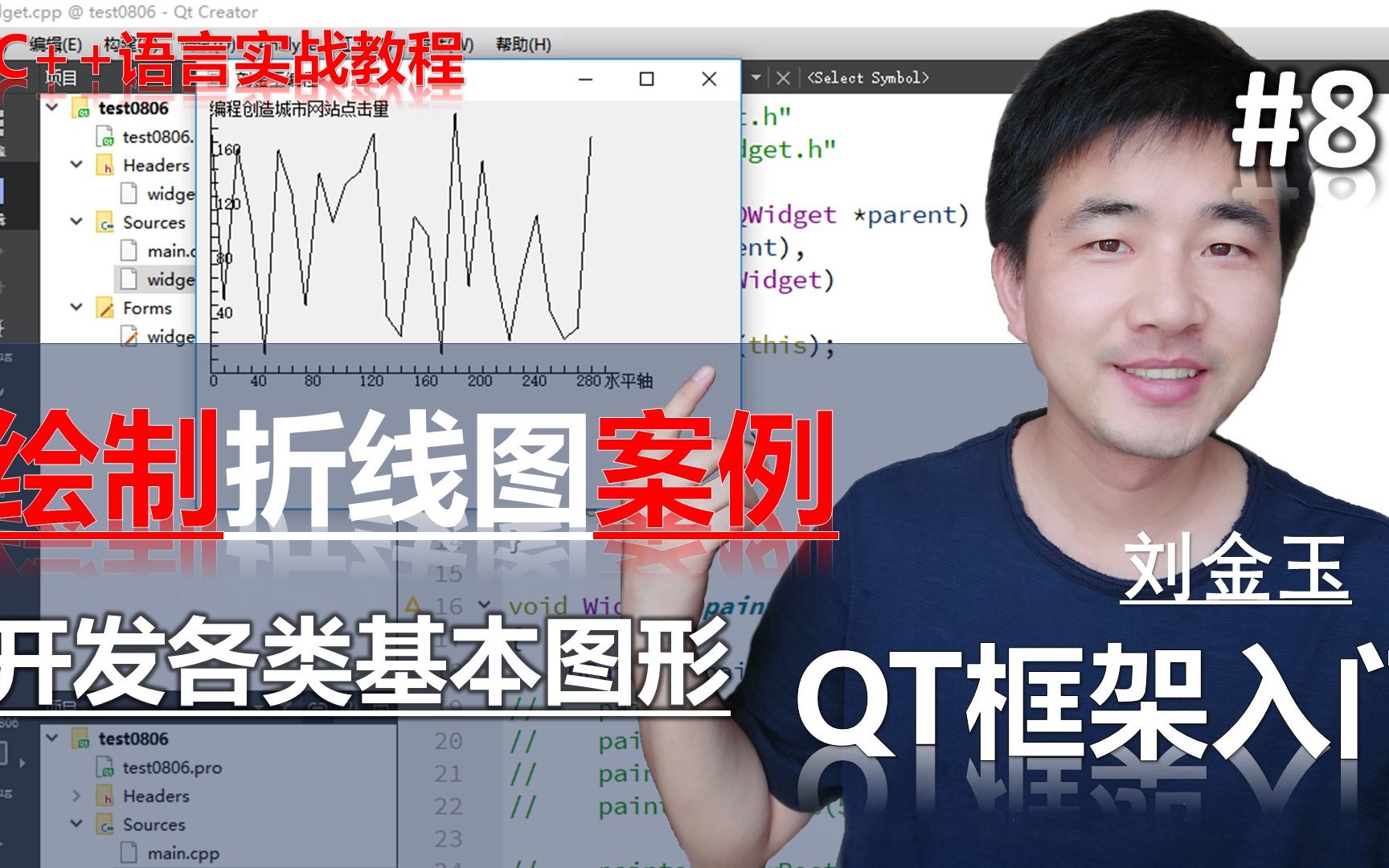 QT教程第八课 绘制折线图案例,学会画矩形、饼图、弧线、文字等【c++语言实战】哔哩哔哩bilibili