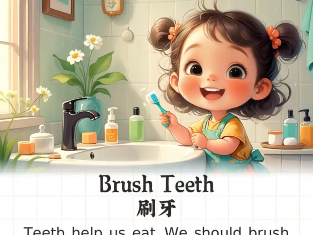 𐟎祰学生英语听读小短文|刷牙 𐟒僚᥈†英语作文《Brush Teeth》适合小学生学习的英语小短文 晨读晚诵哔哩哔哩bilibili