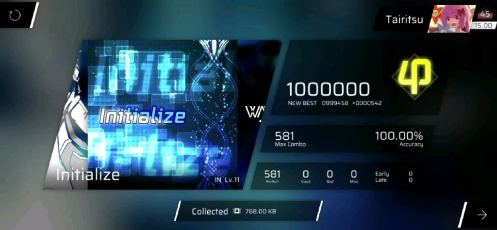 [图]【Phigros/初始化】Initialize IN Lv.11 1000000 φ RANK