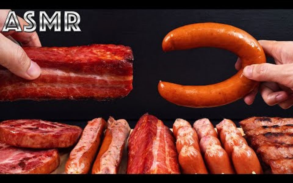 【Real Eating】熏猪排&香肠&脆皮肠&肉肠 第一人称视角 全程不说话