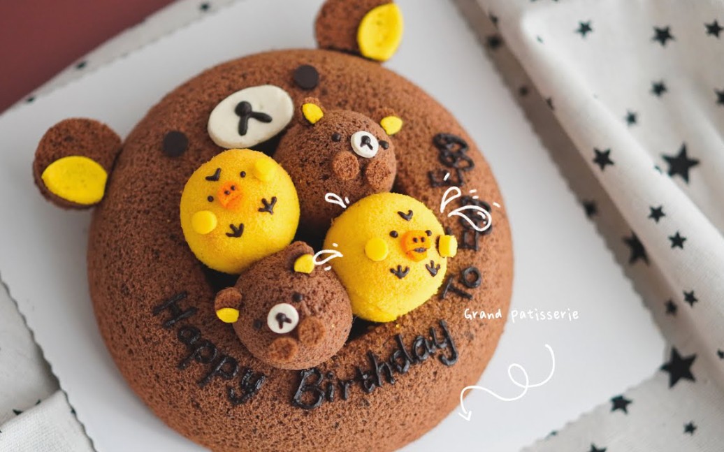 【卡通蛋糕】轻松熊卡通戚风造型蛋糕‖rilakkuma chiffon cake