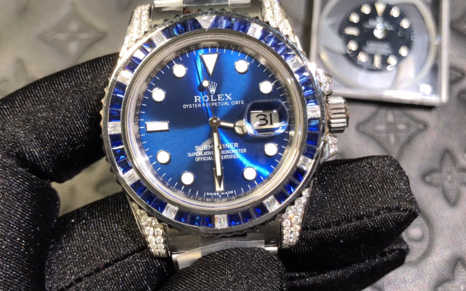 正品劳力士黑水鬼后镶钻改装,秒变罗志祥渣男同款!