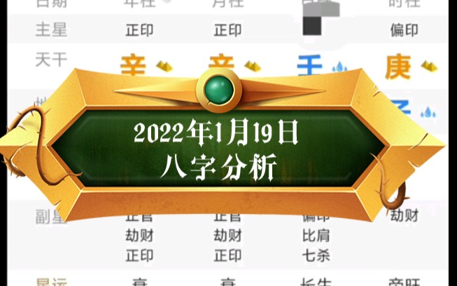 2022年1月19日八字分析哔哩哔哩bilibili