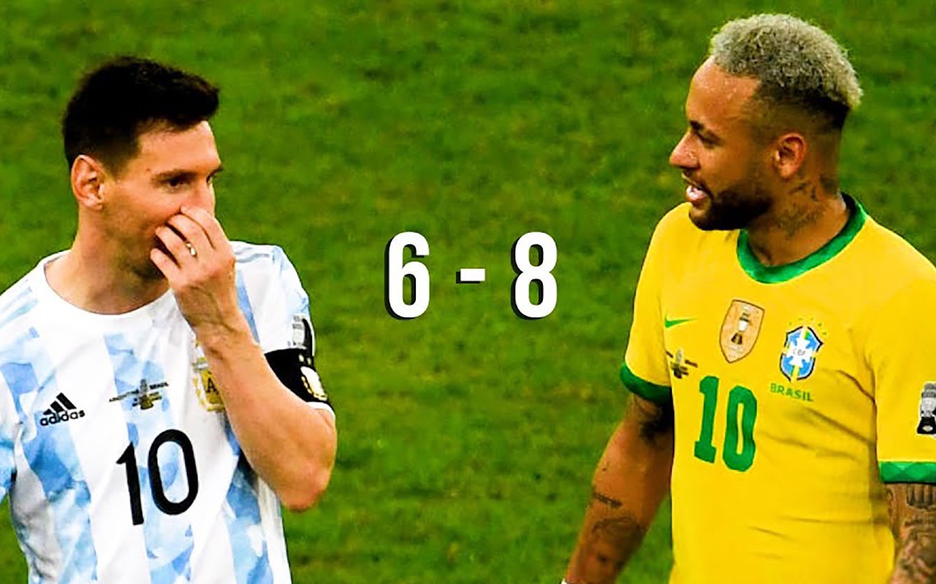 内马尔和梅西的国家队对决现场,目前战绩还是巴西领先