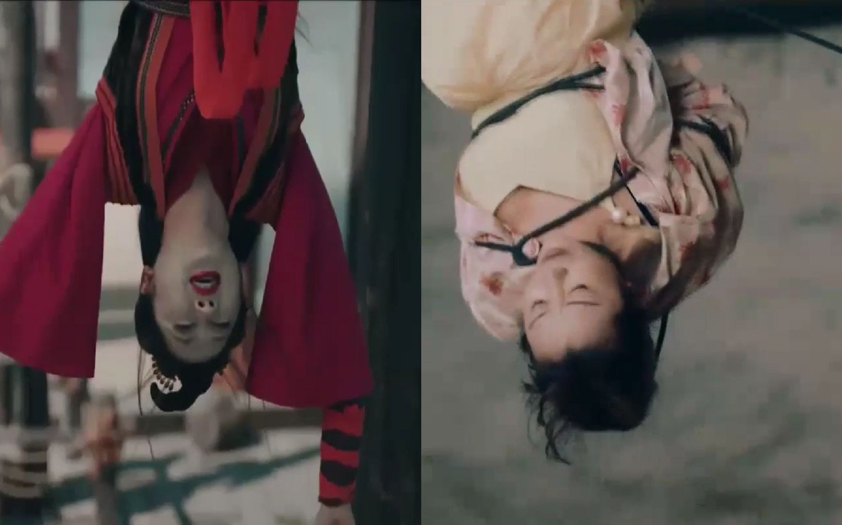 倒吊美女:美女被倒吊在空中,生死系于一线.