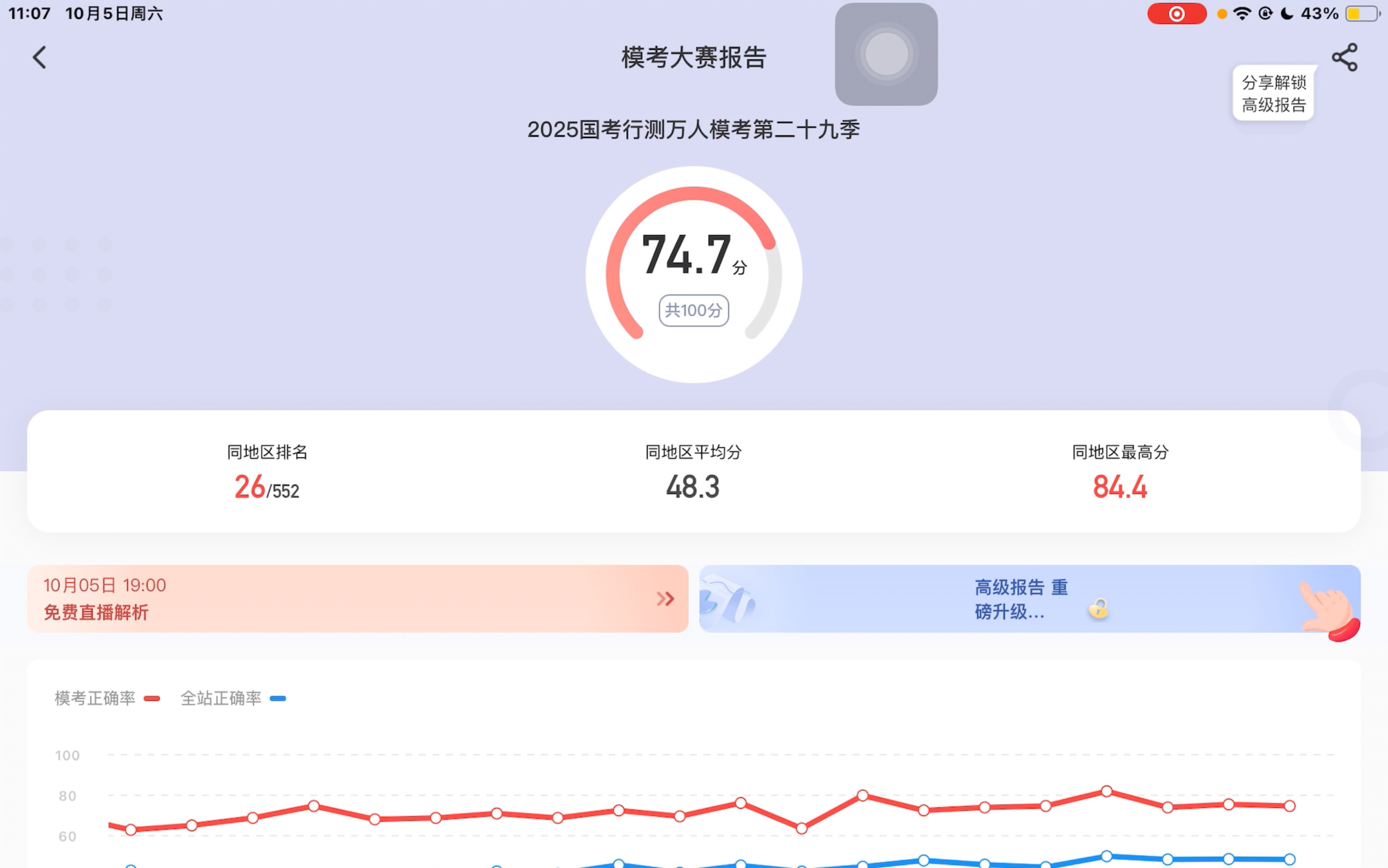 2025华图 副省级第29季模考 考了74.7分(已经在华图考了N多次这个分数了…)哔哩哔哩bilibili