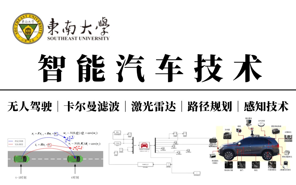 强烈推荐!东南大学四名教授精讲智能汽车技术!学的太爽了!——卡尔曼滤波、激光雷达、目标检测、感知技术、神经网络、路径规划哔哩哔哩bilibili