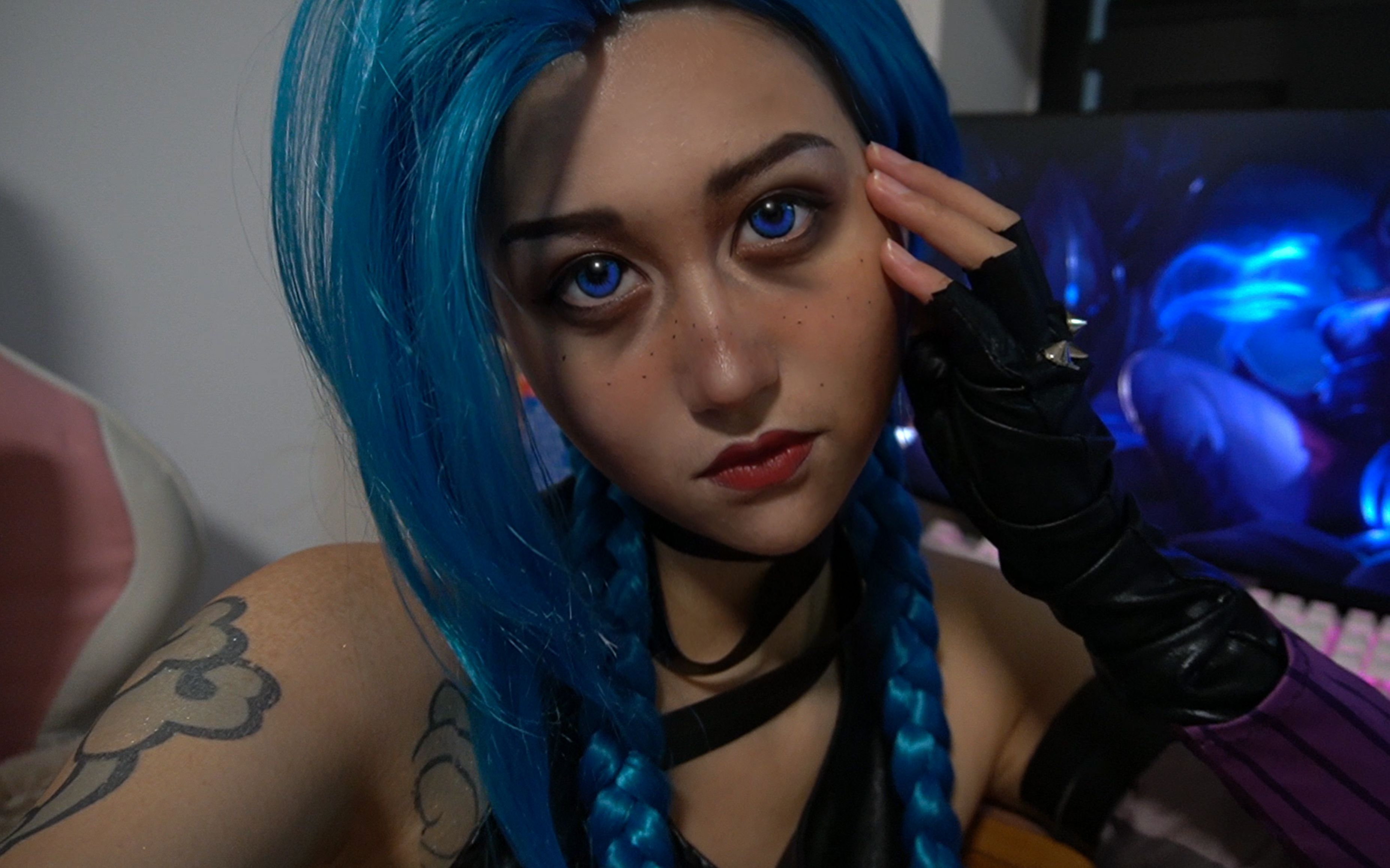 "金克丝cos仿妆-英雄联盟双城之战暴走萝莉/欧美脏脏妆