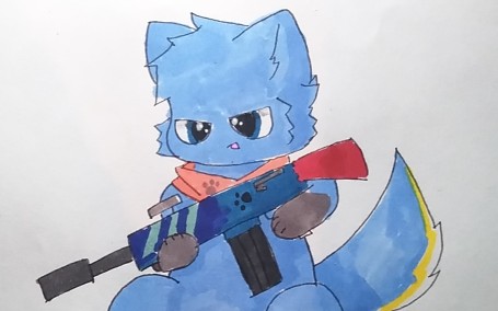 可爱小兽学成归来马克笔手绘一只小兽兽