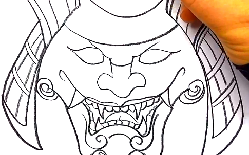 鬼武士纹身手稿 椒江最好的纹身店