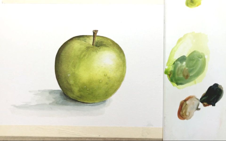 水彩绿苹果
