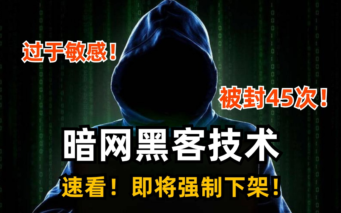 过于敏感,被封45次!真实可拷手把手教你暗网黑客技术,零基础学习网络安全渗透测试,未满18谨慎观看!哔哩哔哩bilibili