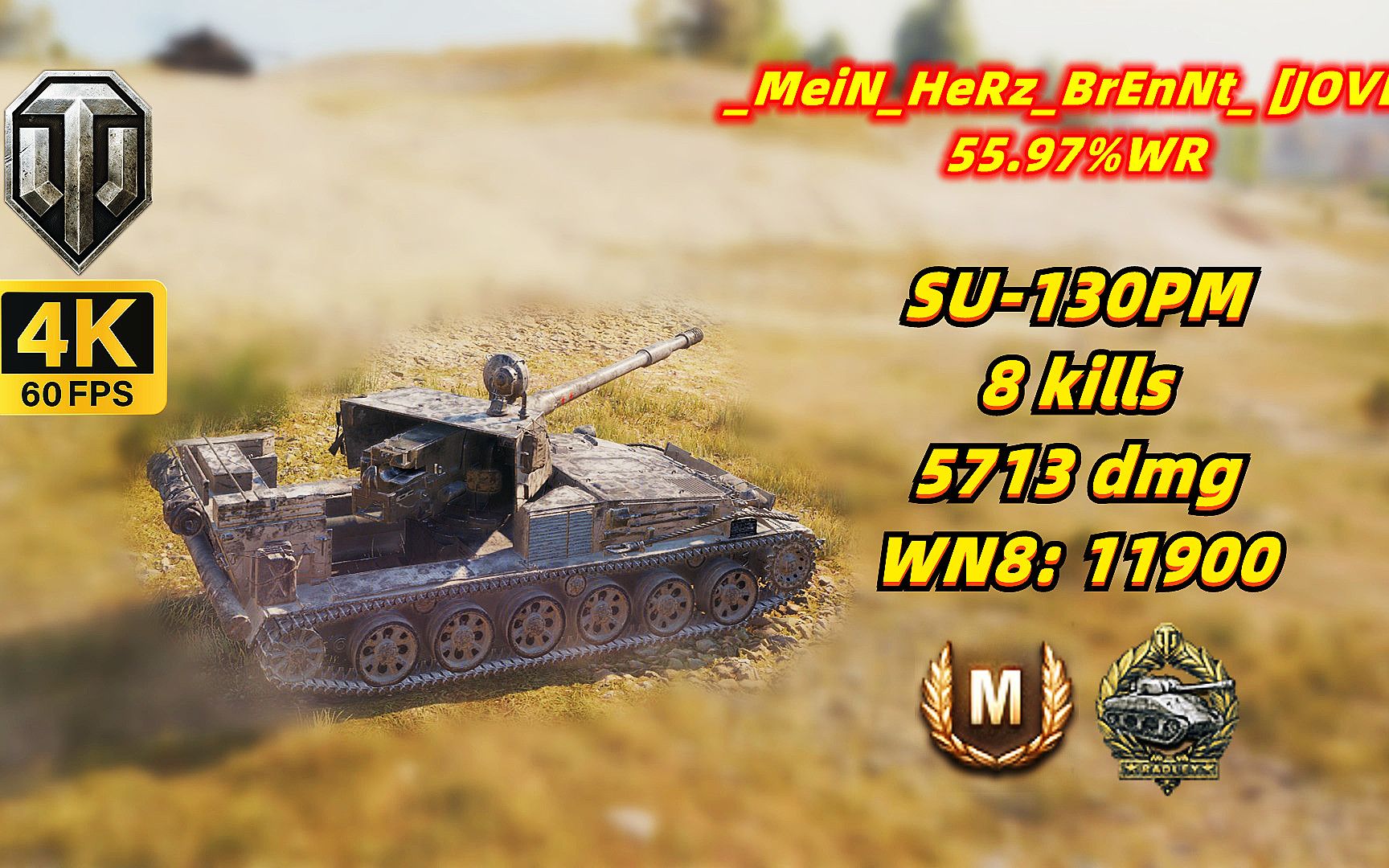 坦克世界 su-130pm 78 8杀/5713伤 wn8: 11900 20231118