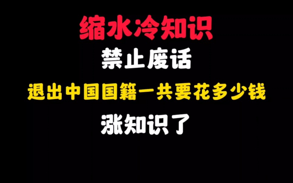 禁止废话:退出中国国籍一共要花多少钱?涨知识了哔哩哔哩bilibili