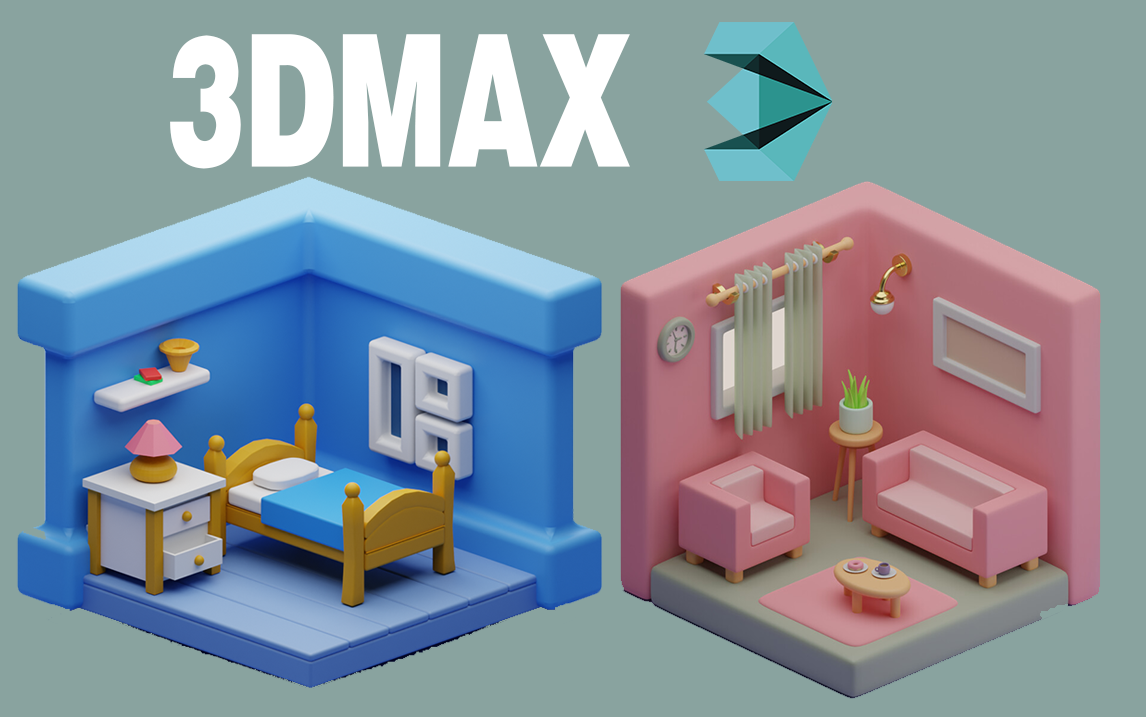 【3dmax场景建模】迷你室内场景模型制作,零基础布线讲解,3dmax新手