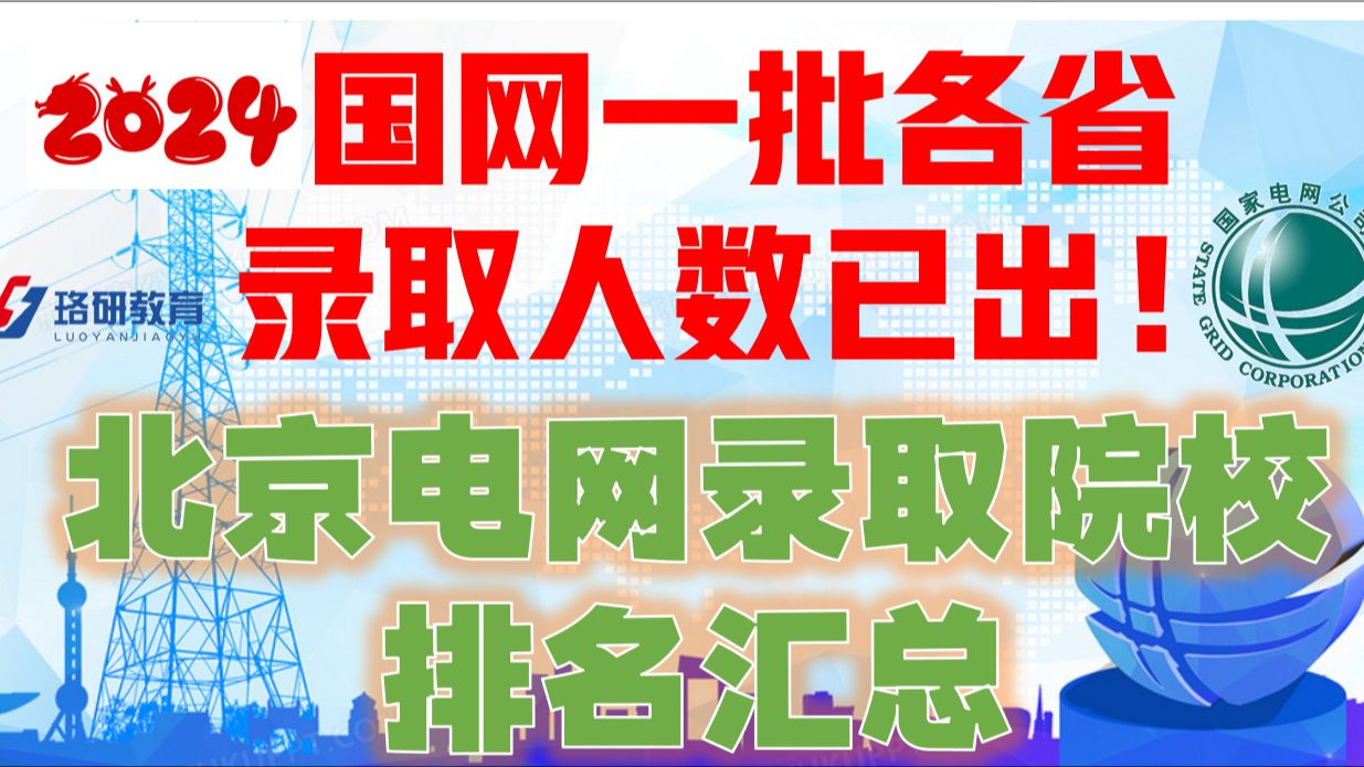 【北京电网】2024国网各省录取院校排名之北京电网,看看北京电网一批都录用了那些院校?||国家电网||南方电网||电气工程||电气就业指导||国网招聘||电网考...