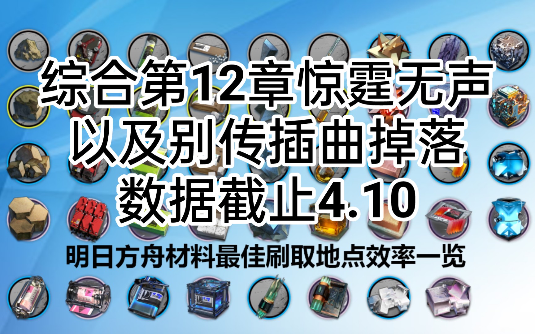 【明日方舟】材料最佳刷取地点效率一览4.10(附新手关卡推荐和全干员材料需求统计)截止主线第12章(已去掉12章收益低的关卡和11章视频差距不大)...