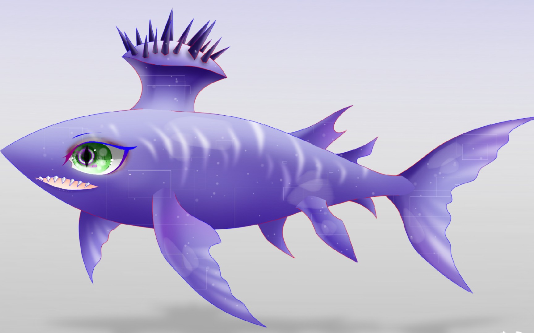 饥饿鲨世界胸脊鲨绘画过程