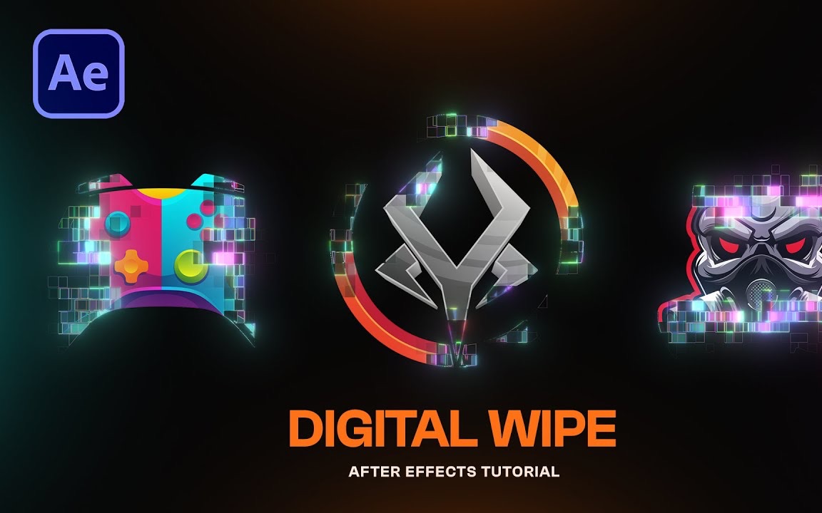 After Effects 教程:数字擦除徽标在 After Effects 中显示动画  无插件哔哩哔哩bilibili