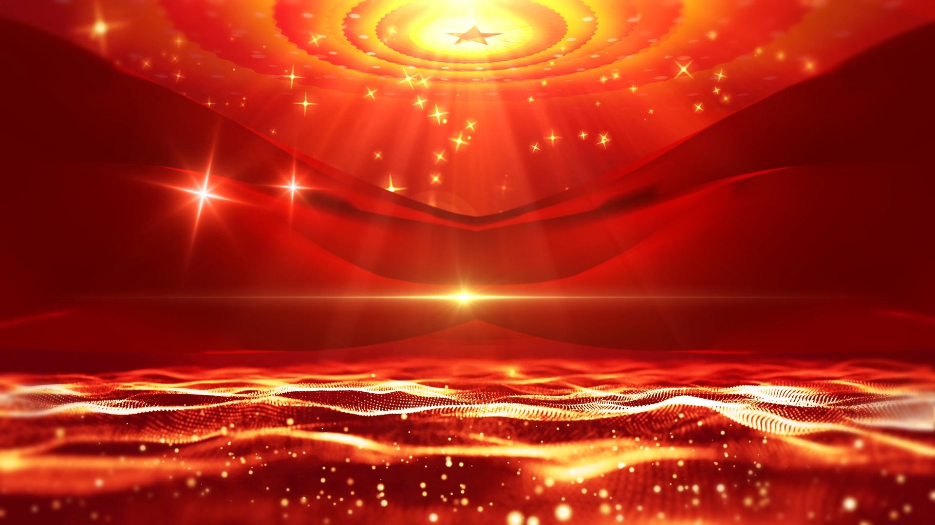 中国红 红绸飘带 大气 光线光效 视频素材