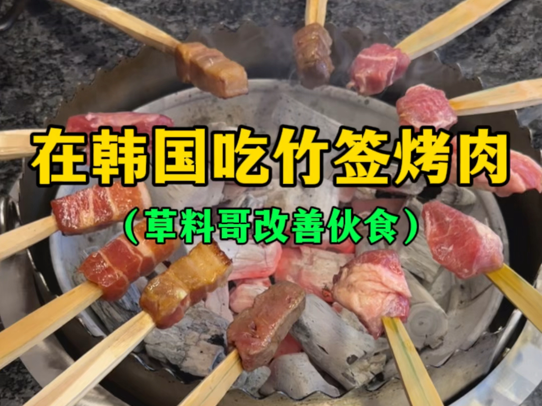 在韩国吃竹签烤肉(草料哥改善伙食篇)哔哩哔哩bilibili