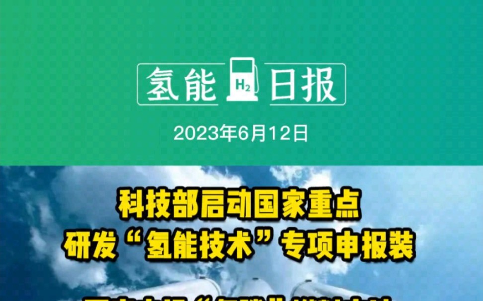 6月12日氢能要闻:科技部启动国家重点研发“氢能技术”专项申报装;国家电投“氢腾”燃料电池配套200辆氢能车辆交付;甘肃首座加氢站在庆阳建成投...