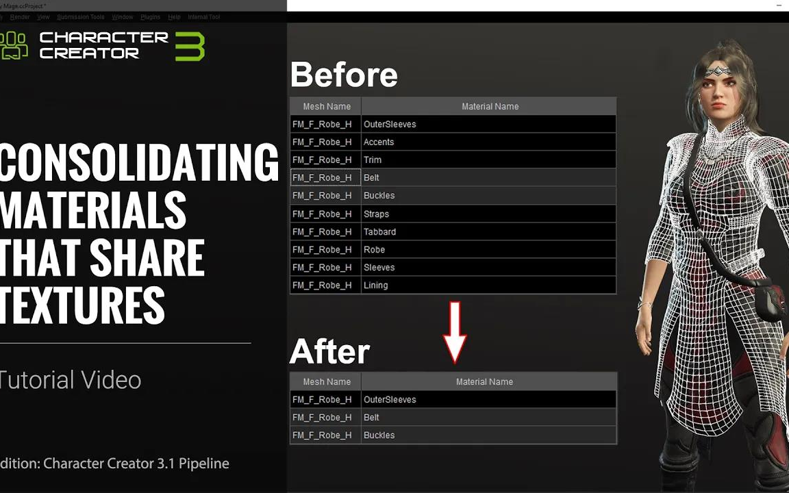 角色资产优化与修复charactercreator3教程合并共享相同纹理的材质