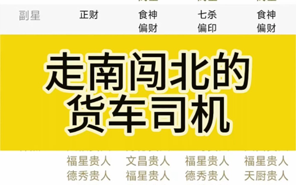 四柱八字详批实战案例分享:工作走动多,走南闯北的货车司机八字哔哩哔哩bilibili