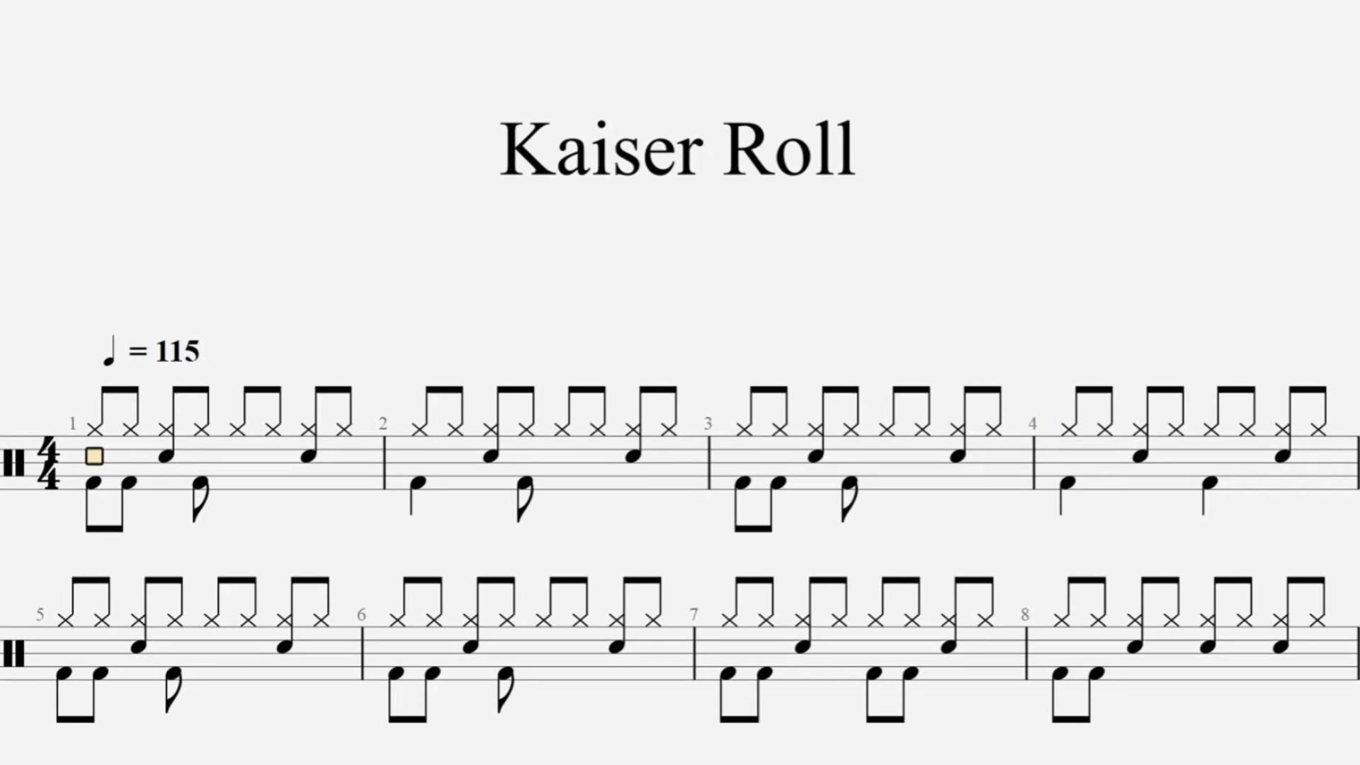 架子鼓一级考级曲目《kaiser roll》鼓谱