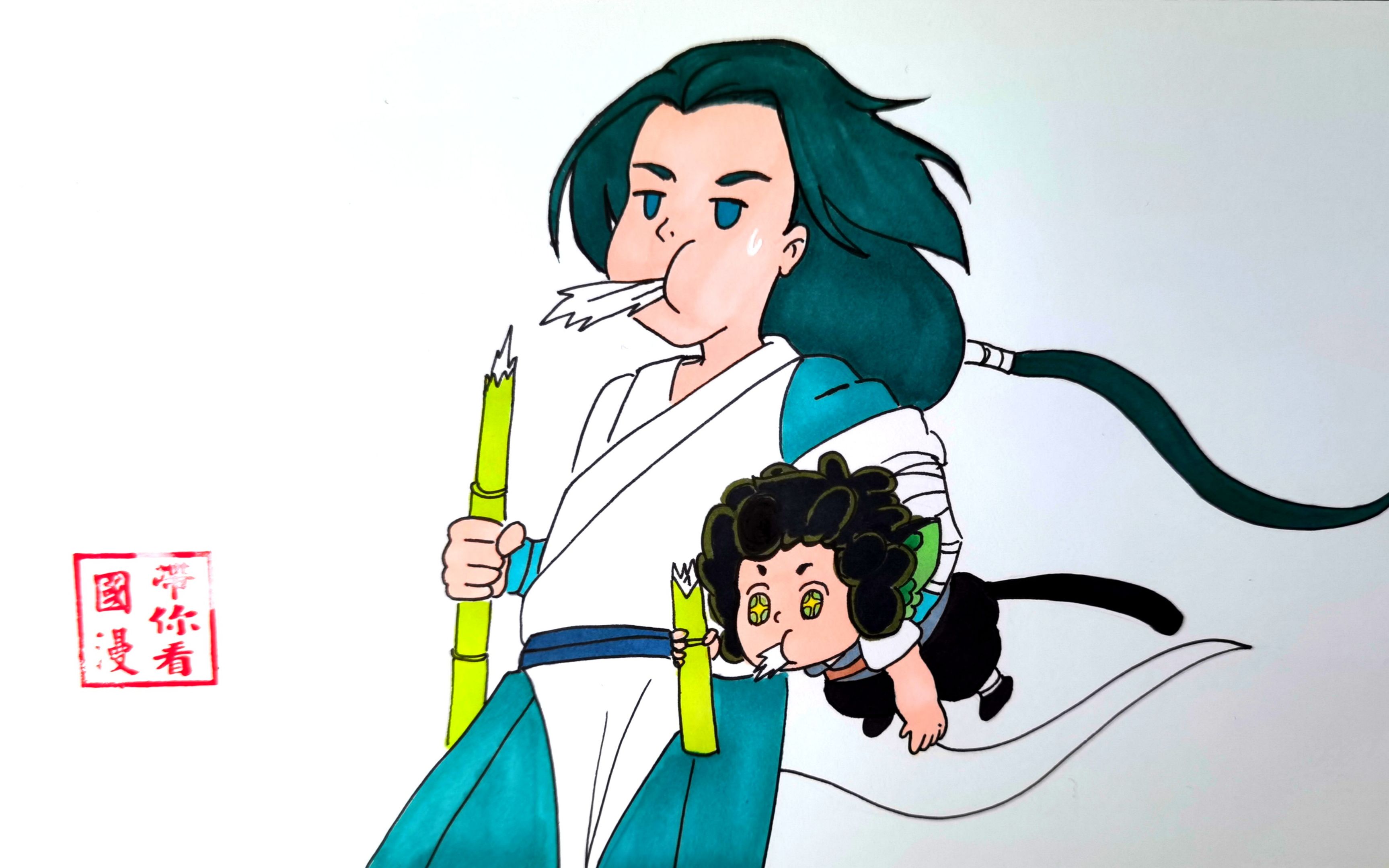 带你看国漫:无限带着罗小黑逃跑的样子太可爱了,手绘罗小黑战记