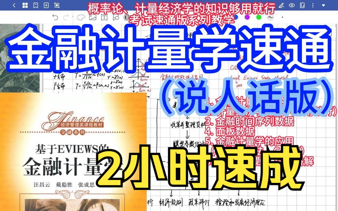 [图]【2小时速通人话版】金融计量学 \ 时间序列数据 \ 面板数据 \ 计量经济学 \ 事件研究法 \ 金融数据分析 \ Eviews stata