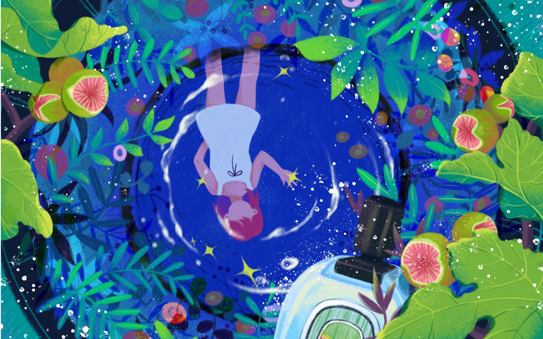 《摇曳在夜晚的香气》插图绘画过程