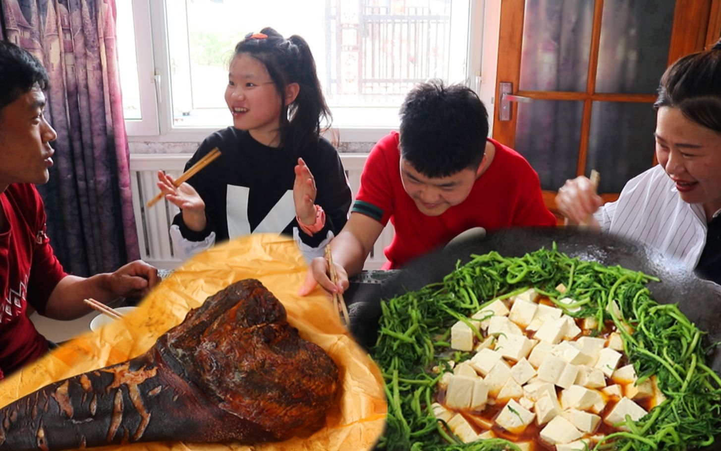 【二美】东北人吃腊猪脚,先用斧子处理,再跟大豆腐搭配,太香了
