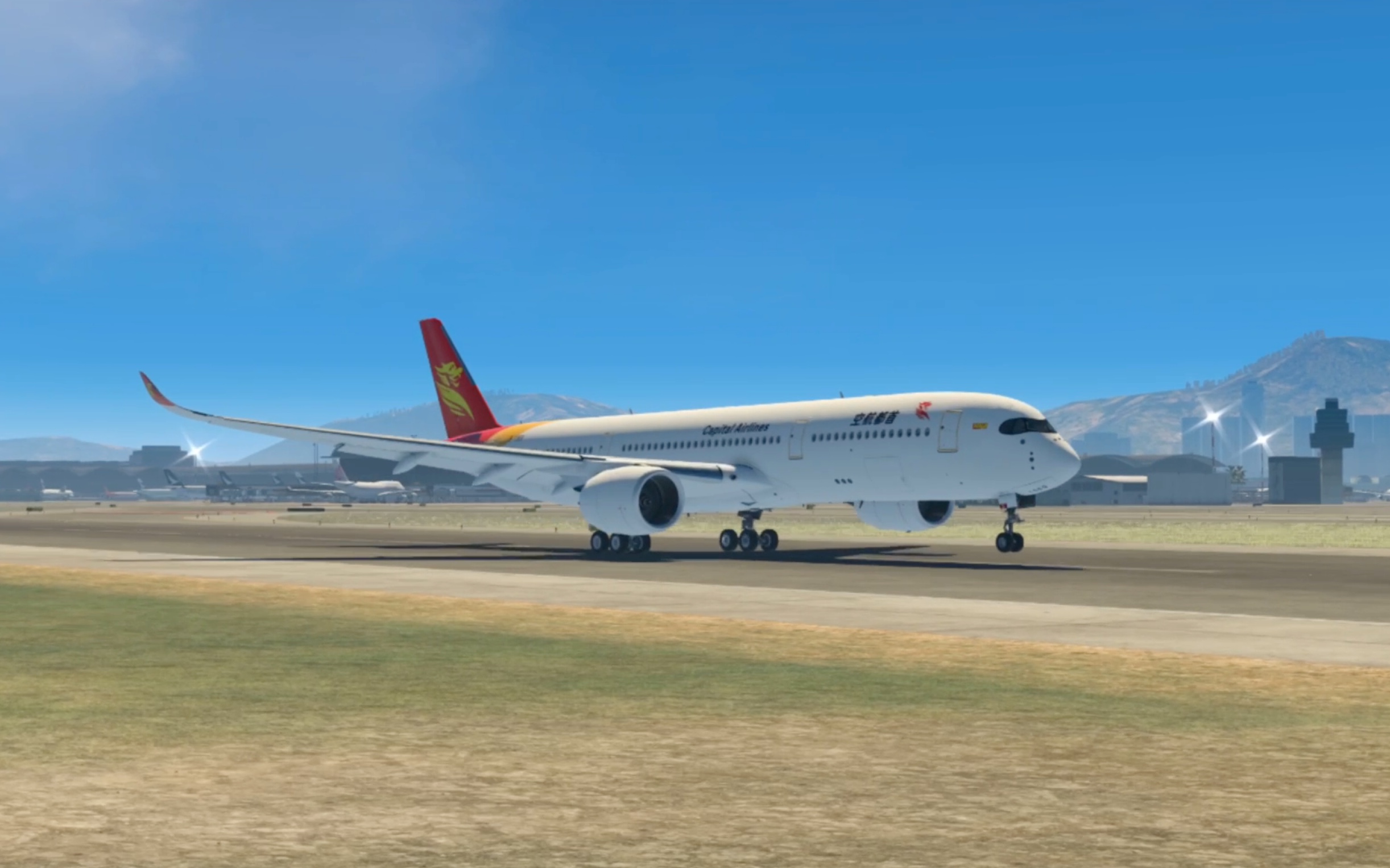 首都航空a350-900香港国际机场起飞_哔哩哔哩bilibili_模拟飞行