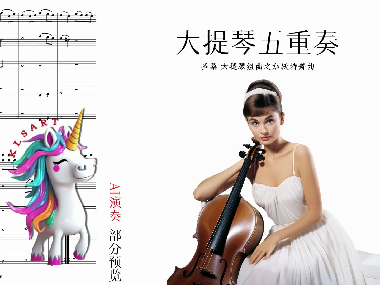 圣桑 大提琴组曲之加沃特舞曲 大提琴五重奏