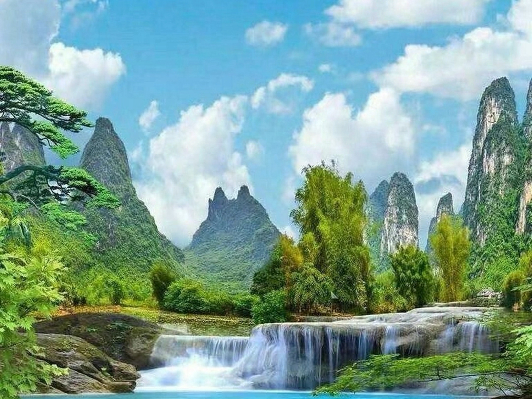 绿色风景图片 山水图片