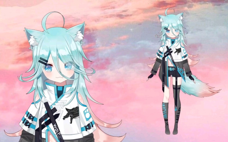 虚拟狼崽小狼崽芬里尔officiallive2d明日方舟同人服和家居服模型测试