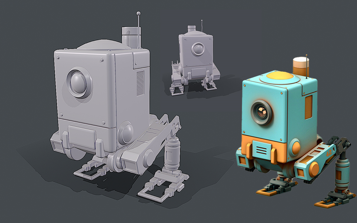 【3dmax】零基础硬表面方形机器人建模教程,3dmax机器人模型制作