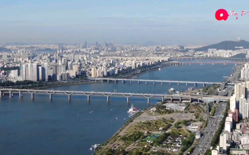 韩国最大城市首尔航拍