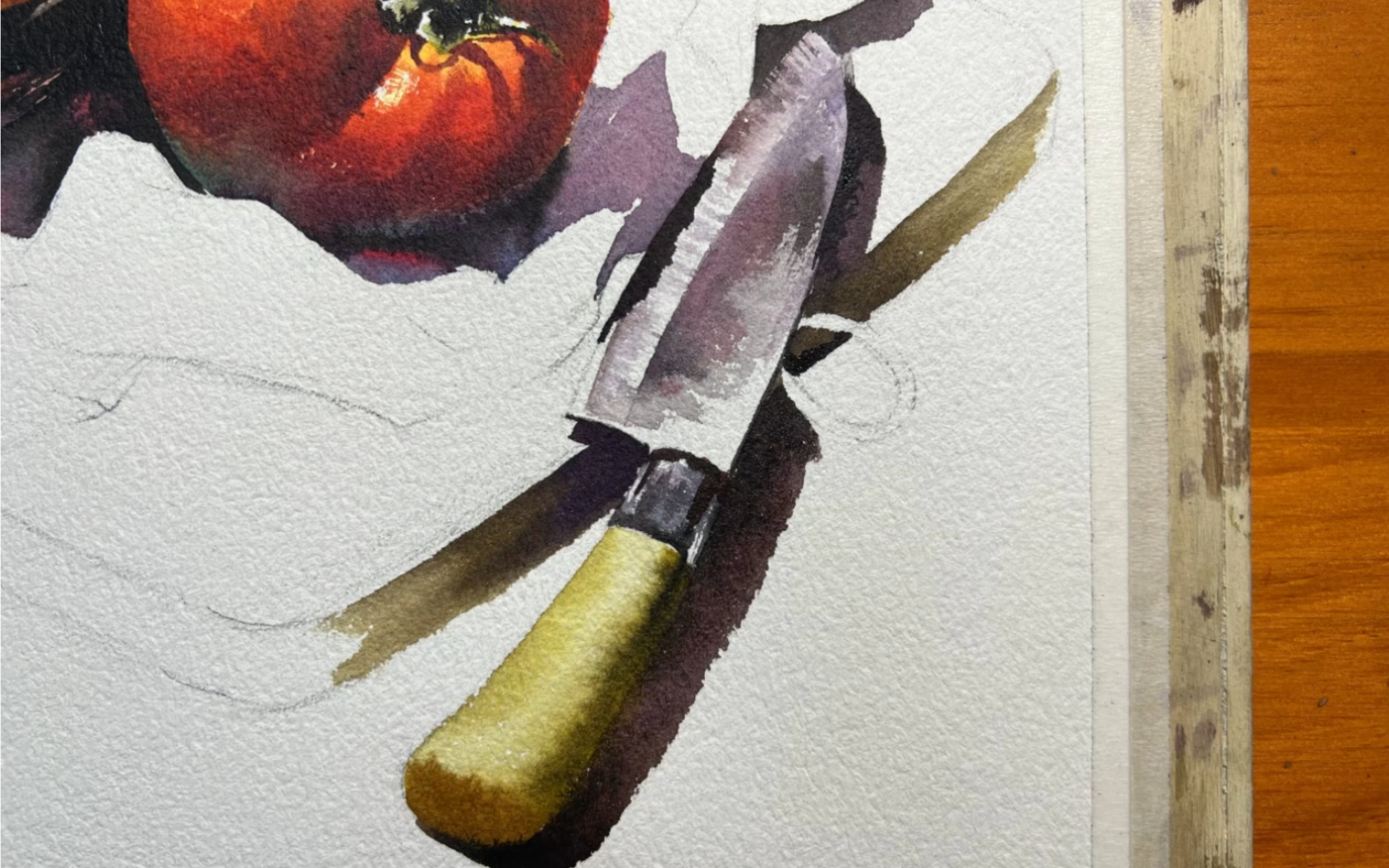 用水彩画一把水果刀#水彩技法 #水彩 #美术生 #色彩静物