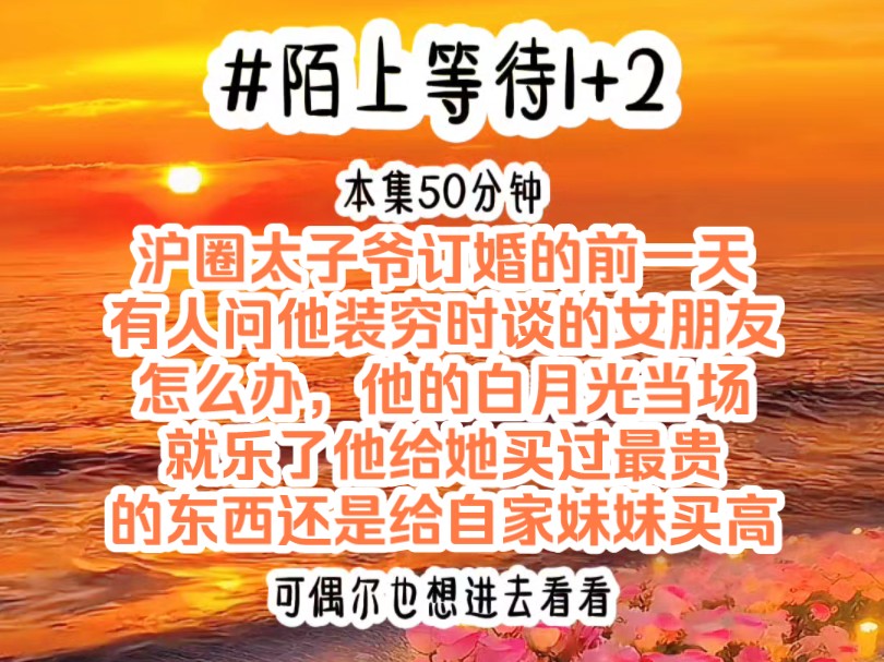 [图]《陌上等待》沪圈太子爷订婚的前一天，有人问他装穷时谈的女朋友怎么办，他的白月光当场就乐了，他给她买过最贵的东西还是给自家妹妹买高定的赠品