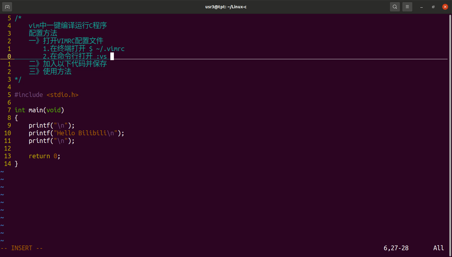 [图]226 Linux c语言 vim 一键编译运行C程序